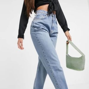 jean ample délavé coupe haute grande longueur 38