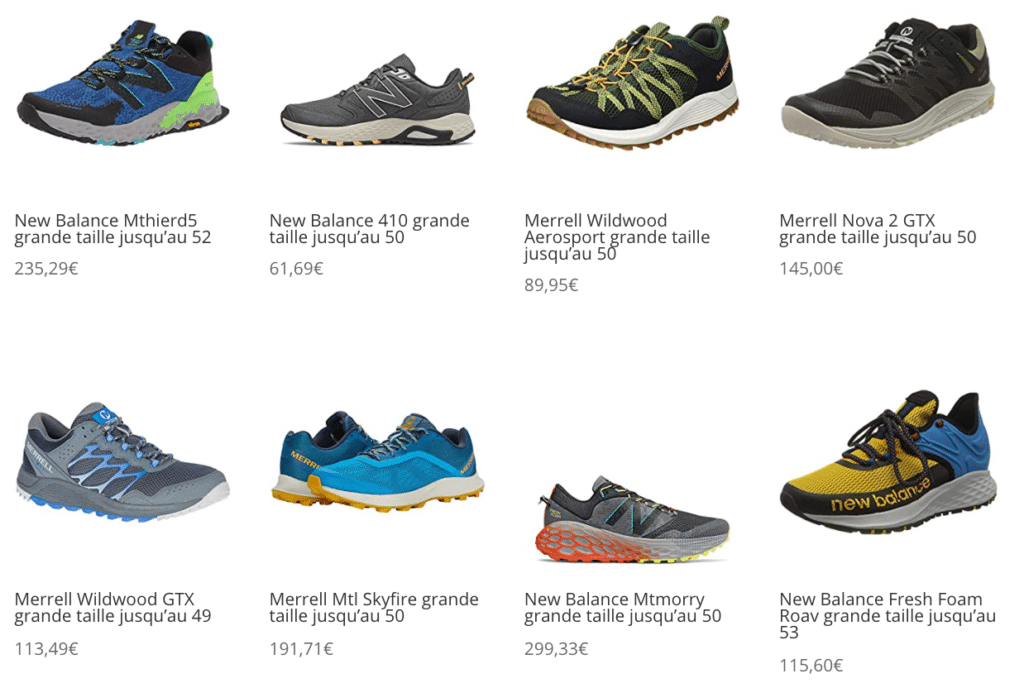 chaussures de trail grandes tailles