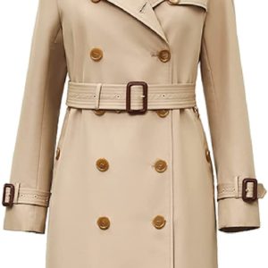 Trench-coat long pour femmes à double boutonnage grande taille jusqu'au XL tall