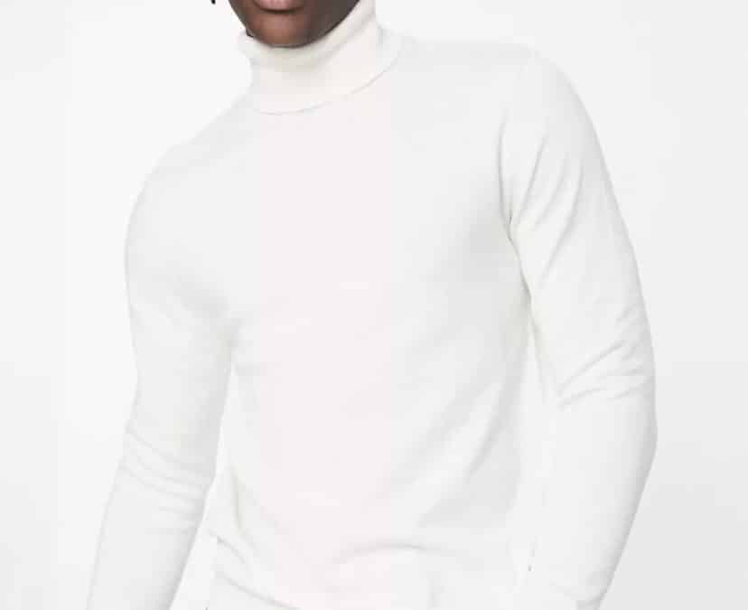 Pull col roulé en maille de coton grande taille jusqu’au 2XL long
