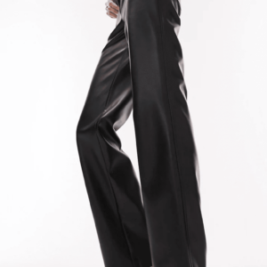 Pantalon droit en similicuir grande taille jusqu'au 46