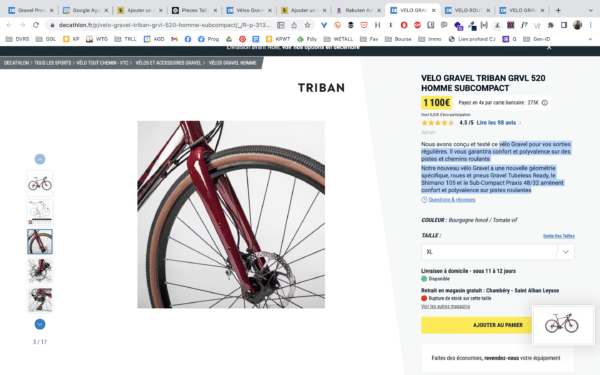 Taille velo triban best sale