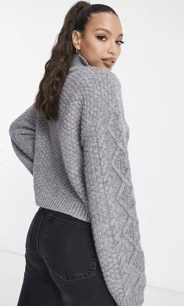 Pull col montant en maille torsadée grande taille jusqu'au 48