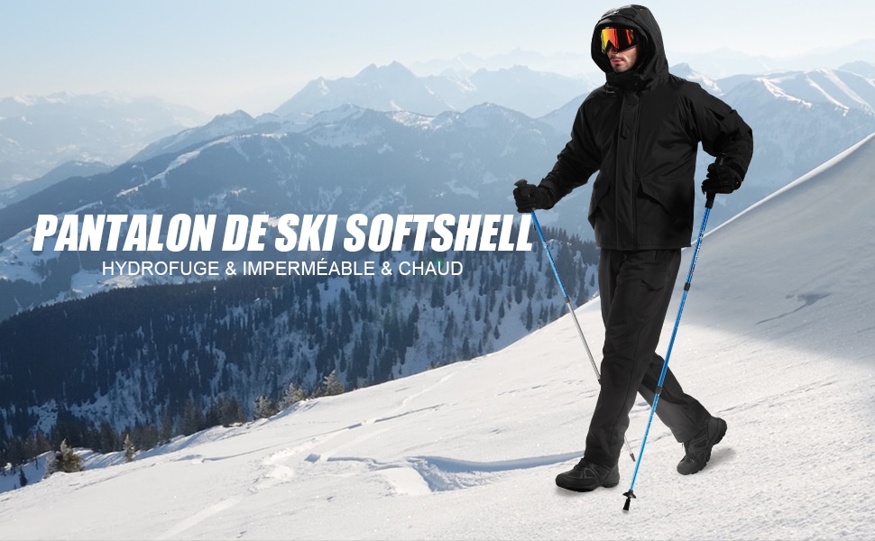 Pantalon de rando hivernal en softshell doublé Molleton grande longueur jusqu'au 58 tall