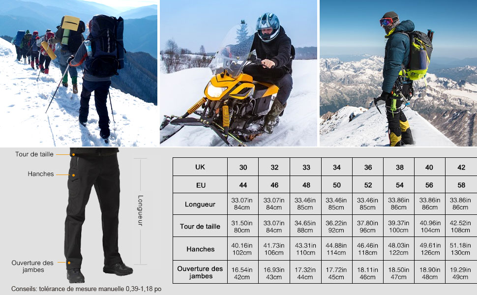 Pantalon d'extérieur en Softshell Doublé de Molleton grande longueur jusqu'à 130cm
