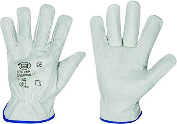 Lot de 3 paires de gants de travail en cuir de vachette souple grande taille jusqu'au 3XL (12)