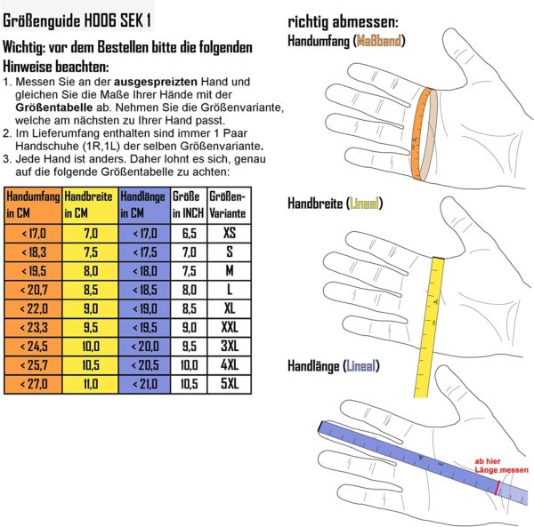 Gants Mixte Sek 1 grande taille jusqu'au 5XL