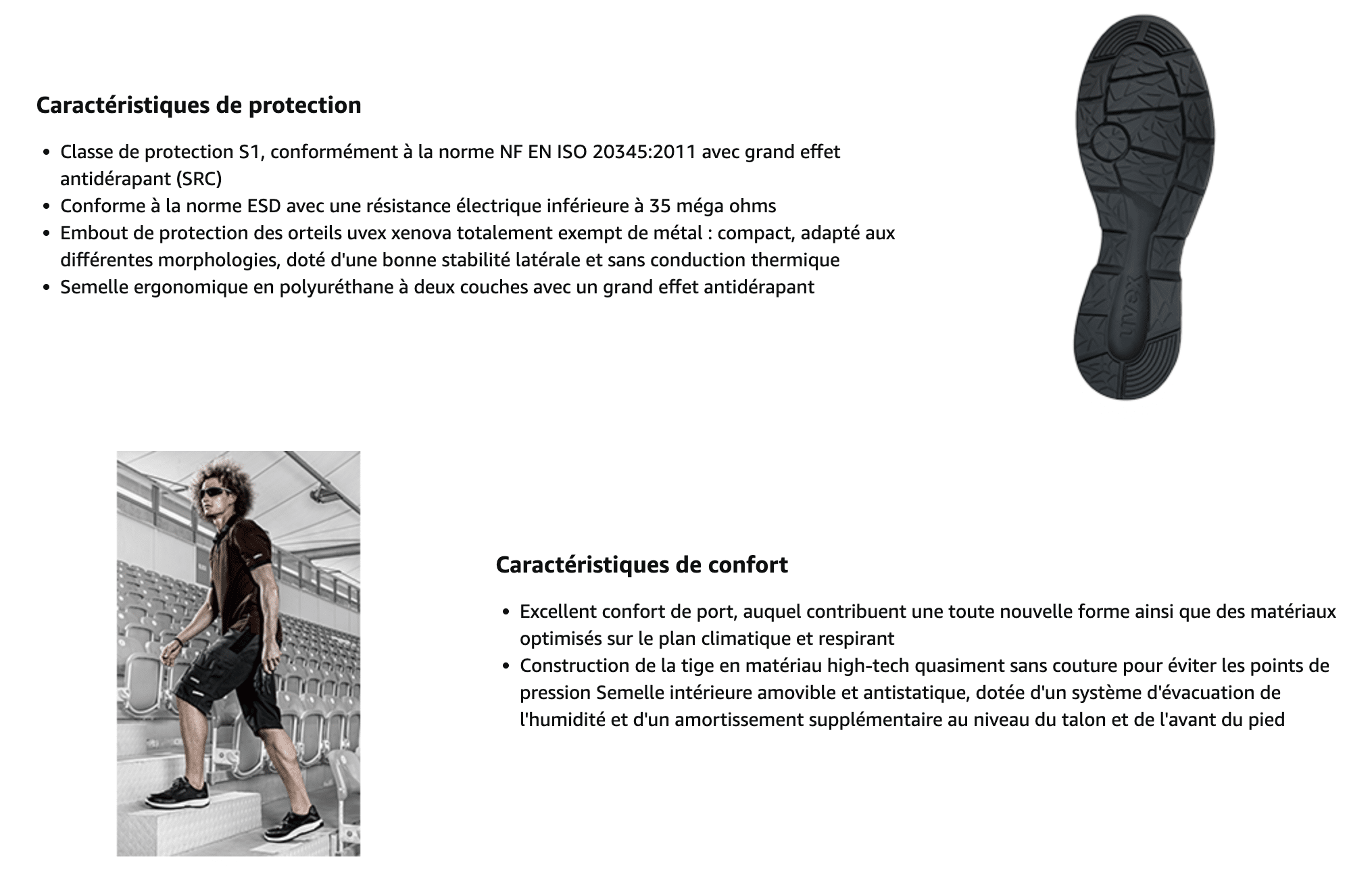 chaussures de sécurité UVEX grande pointure