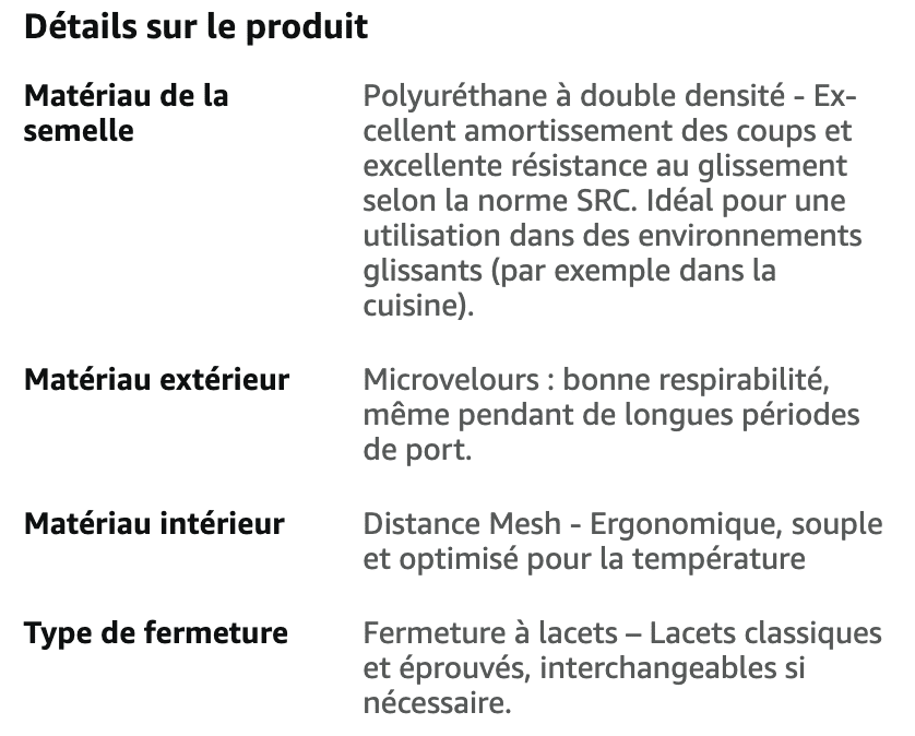 Chaussure grande taille de sécurité