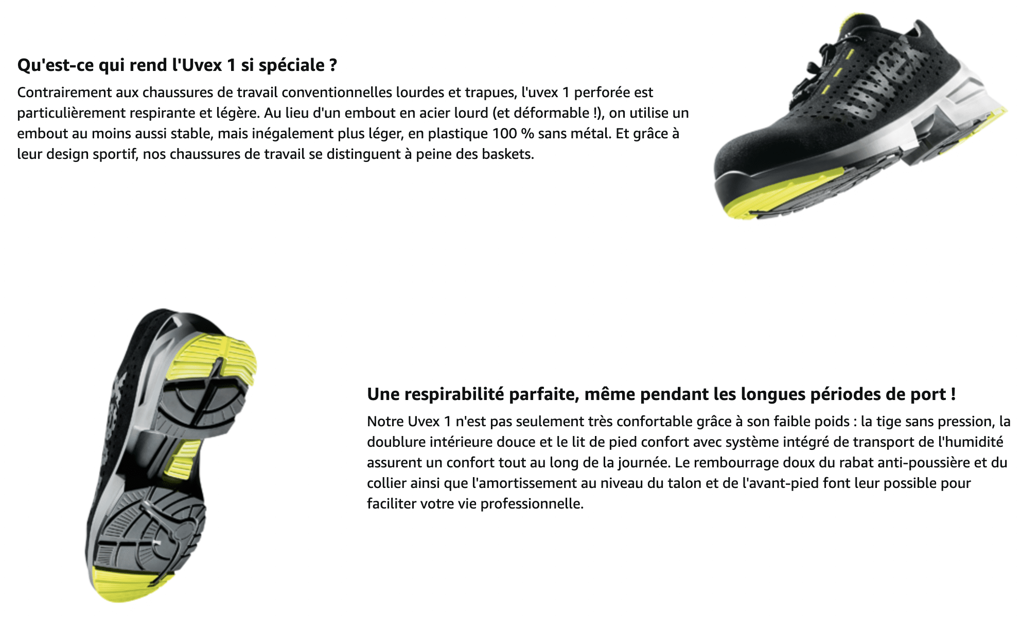 Uvex 1 - Chaussures de travail - Chaussures de sécurité S1 SRC ESD - légères et antidérapantes grande taille