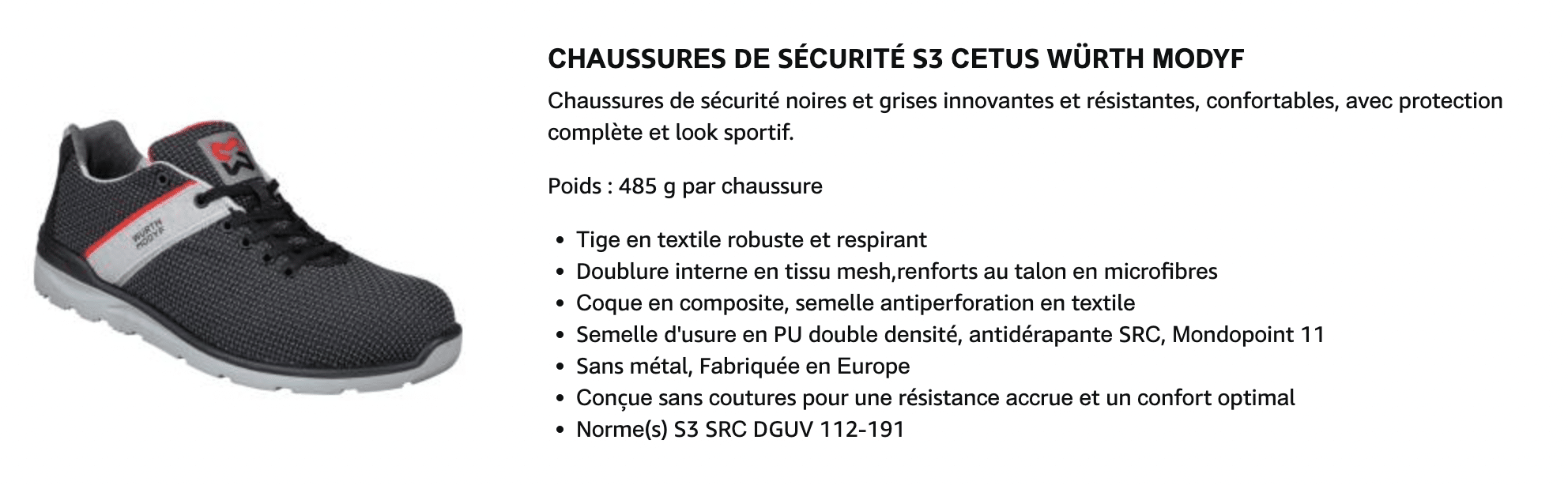 WüRTH MODYF Chaussures de sécurité S3 Cetus