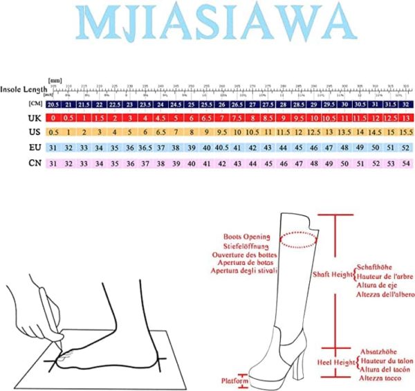 Botte Hautes MJIASIAWA à talon grande pointure jusqu'au 48