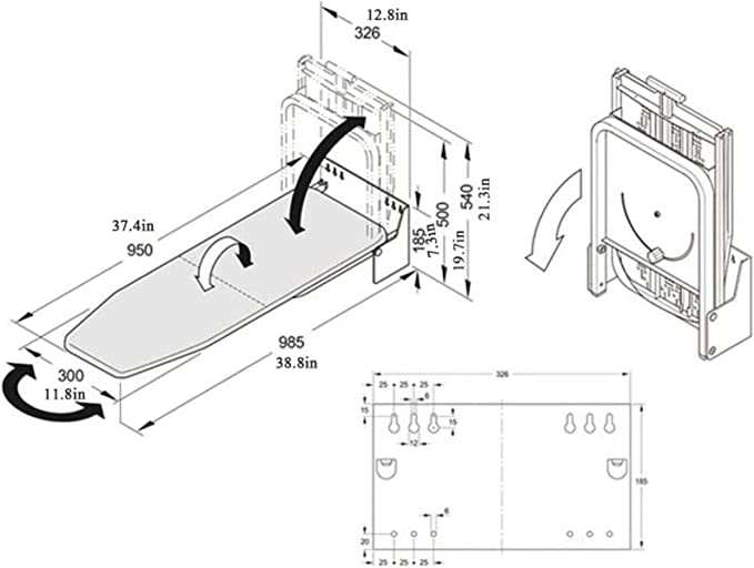 Planche à repasser murale double pliage – Wetall