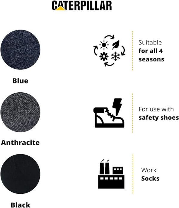 Lot de 6 paires de chaussettes de travail Caterpillar grande pointure jusqu'au 50
