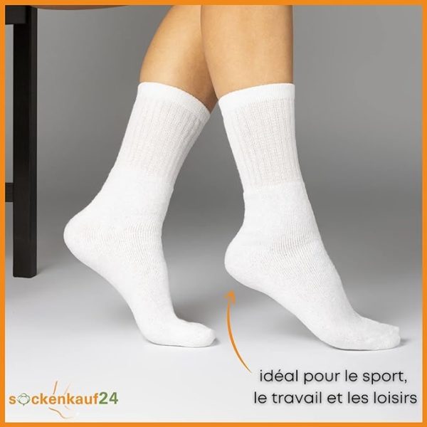 Lot de 10 paire de chaussettes de sport blanche grande pointure