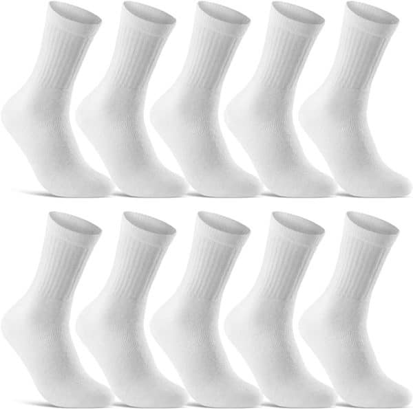 Lot de 10 paire de chaussettes de sport blanche grande pointure