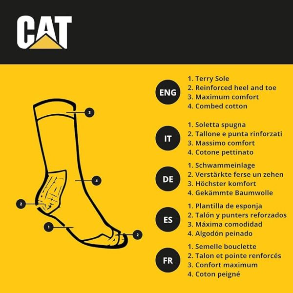 Lot de 6 paires de chaussettes de travail Caterpillar grande pointure jusqu'au 50