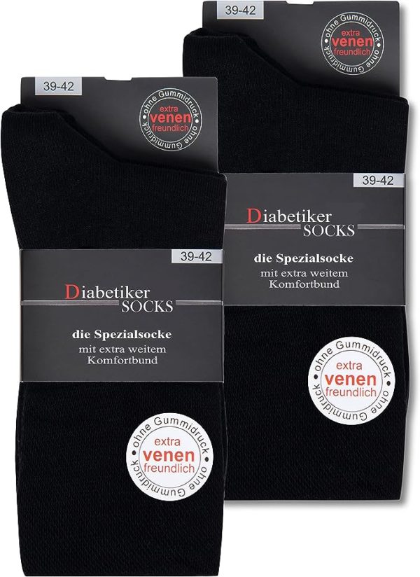 Lot de 6 Paires de Chaussettes Diabétiques grande taille jusqu'au 50