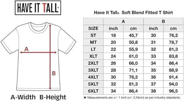 Tshirt tendance grande taille jusqu'au 3XL tall