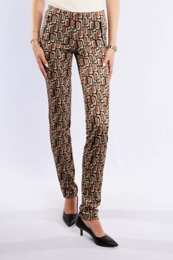 Pantalon Jacky Zip Print toffee beige naturals longueur 38 jusqu'au 46