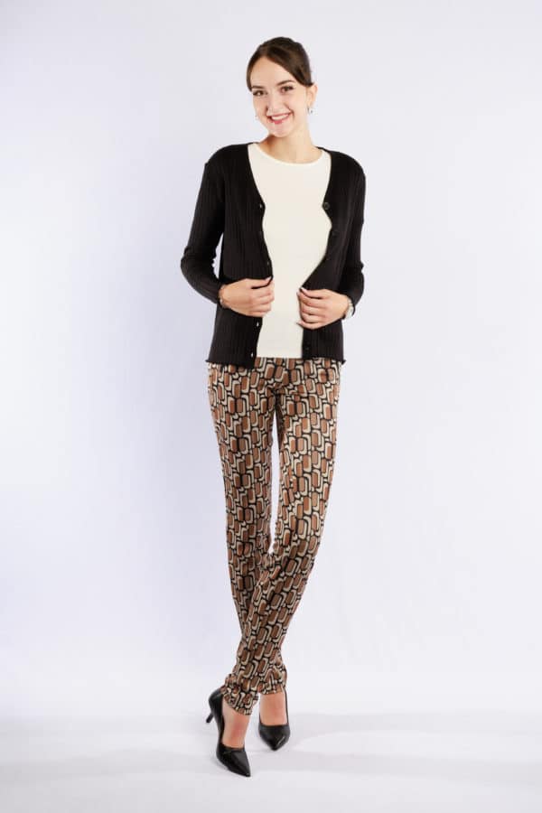 Pantalon Jacky Zip Print toffee beige naturals longueur 38 jusqu'au 46 – Image 2