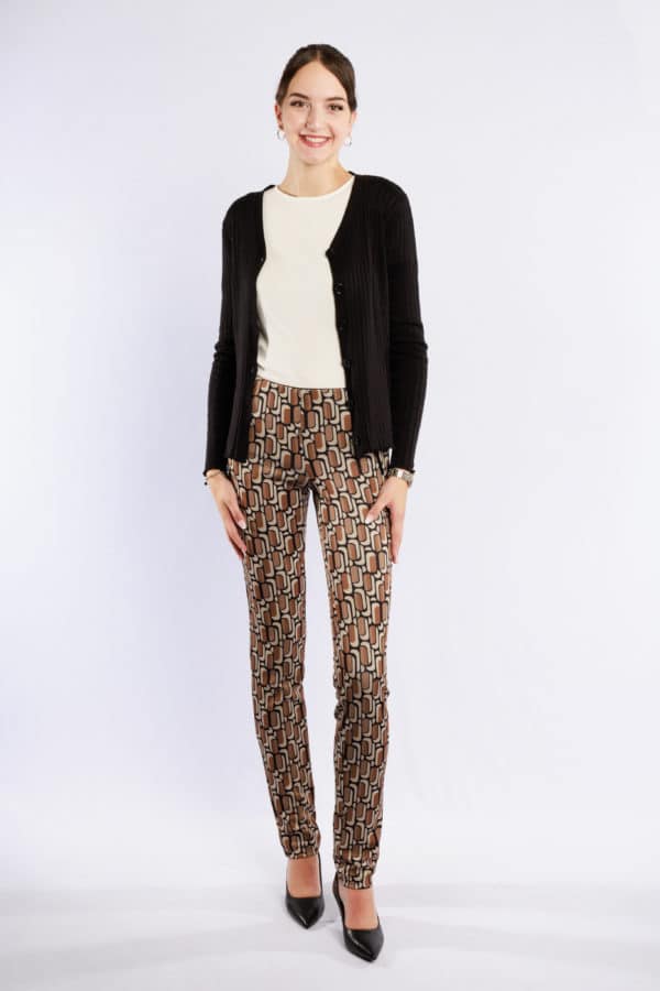 Pantalon Jacky Zip Print toffee beige naturals longueur 38 jusqu'au 46