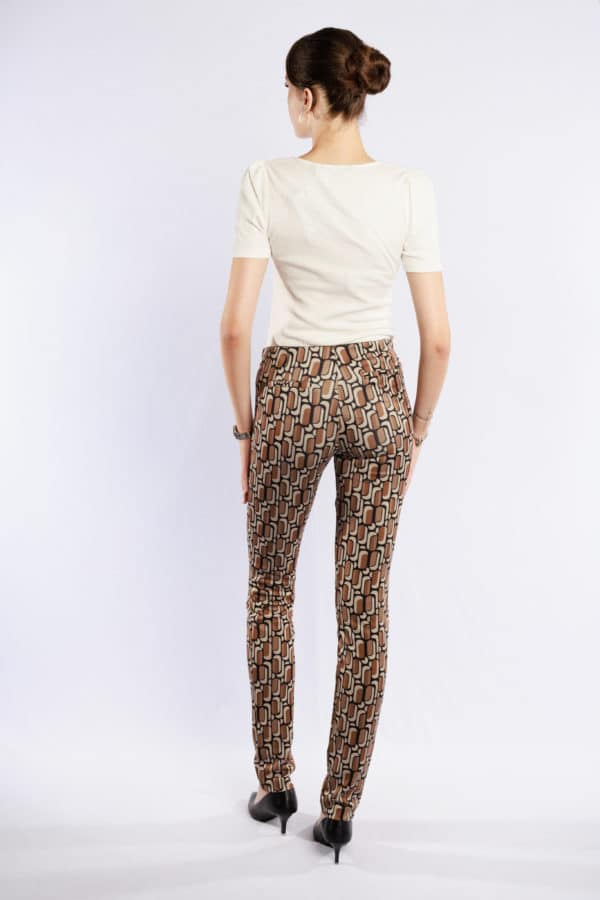 Pantalon Jacky Zip Print toffee beige naturals longueur 38 jusqu'au 46