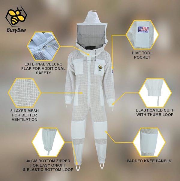 Costume d'abeilles ventilé pour hommes grande taille jusqu'au 4XL