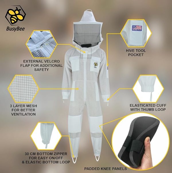 Costume d'abeilles ventilé pour hommes grande taille jusqu'au 4XL