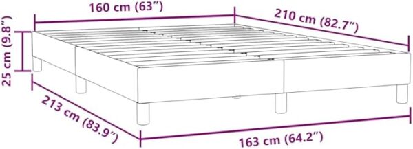 Cadre de lit sans Matelas Gris foncé grande longueur 160x210 cm
