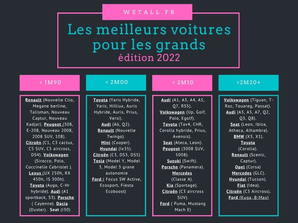Quelles voitures pour les personnes de grande taille